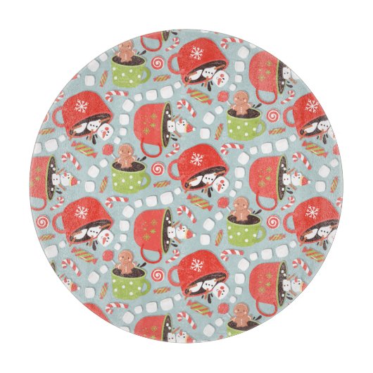 Christmas Marshmallow Snowman Hot Cocoa Schneidebrett (Vorderseite)