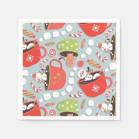 Christmas Marshmallow Snowman Hot Cocoa Serviette (Vorderseite)