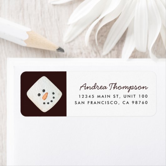 Christmas Marshmallow Snowman Rücksendeadresse (Insitu)