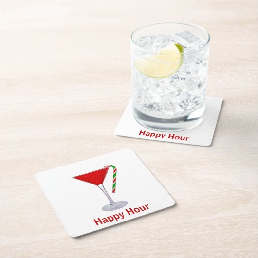 Christmas Martini Glass Rechteckiger Pappuntersetzer (Vor Ort)