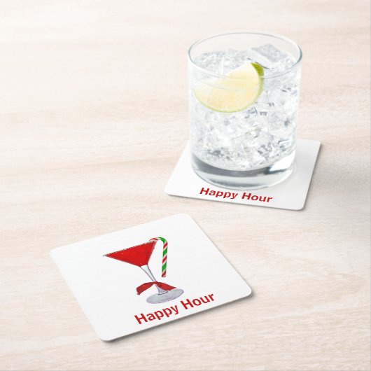 Christmas Martini Glass S Rechteckiger Pappuntersetzer (Vor Ort)