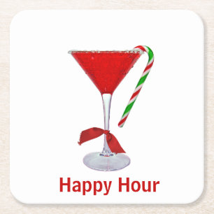 Christmas Martini Glass S Rechteckiger Pappuntersetzer