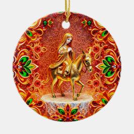 CHRISTMAS ~ Mary on the Donkey ~ 19. Jahrhundert ~ Keramik Ornament