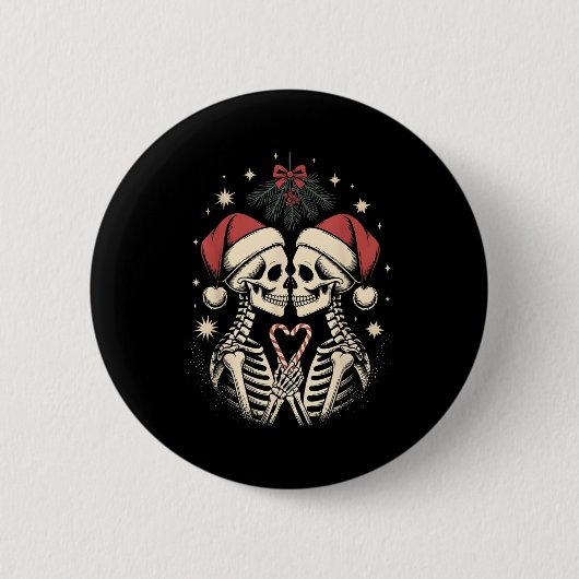 Christmas Matching Gothic Couple Dark Humor Skelet Button (Vorderseite)