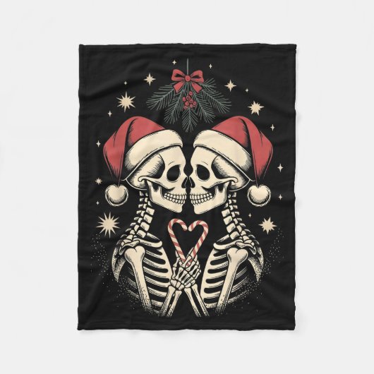 Christmas Matching Gothic Couple Dark Humor Skelet Fleecedecke (Vorderseite)