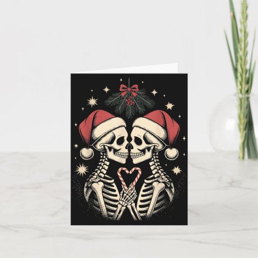 Christmas Matching Gothic Couple Dark Humor Skelet Karte (Vorderseite)
