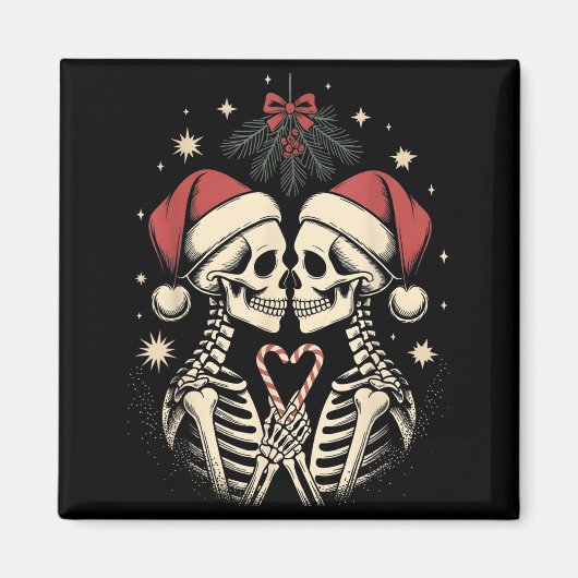 Christmas Matching Gothic Couple Dark Humor Skelet Magnet (Vorne)