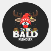 Christmas Matching I'm The Bald Reindeer  Runder Aufkleber (Vorderseite)