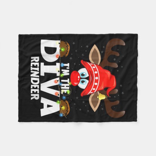 Christmas Matching I'm The Diva Reindeer  Fleecedecke (Vorderseite (Horizontal))