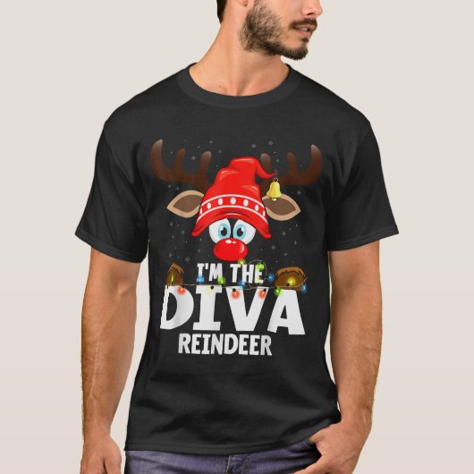 Christmas Matching I'm The Diva Reindeer  T-Shirt (Vorderseite)