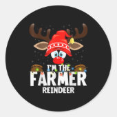 Christmas Matching I'm The Farmer Reindeer Runder Aufkleber (Vorderseite)