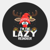 Christmas Matching I'm The Lazy Reindeer Runder Aufkleber (Vorderseite)