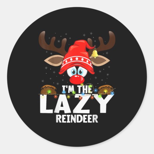 Christmas Matching I'm The Lazy Reindeer  Runder Aufkleber (Vorderseite)