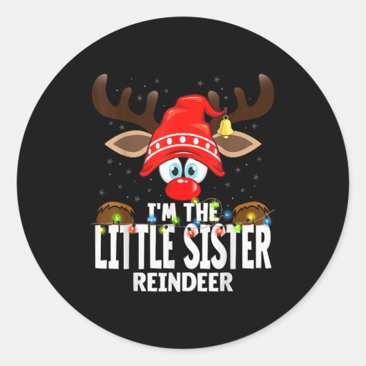 Christmas Matching I'm The Little Sister Reindeer Runder Aufkleber (Vorderseite)