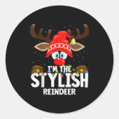 Christmas Matching I'm The Stylish Reindeer  Runder Aufkleber (Vorderseite)
