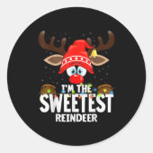 Christmas Matching I'm The Sweetest Reindeer  Runder Aufkleber (Vorderseite)