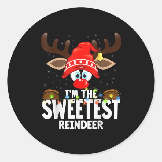 Christmas Matching I'm The Sweetest Reindeer Runder Aufkleber (Vorderseite)