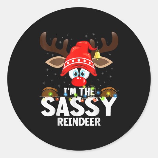 Christmas Matching I'm The Sy Reindeer Runder Aufkleber (Vorderseite)