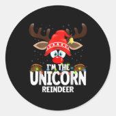 Christmas Matching I'm The Unicorn Reindeer Runder Aufkleber (Vorderseite)