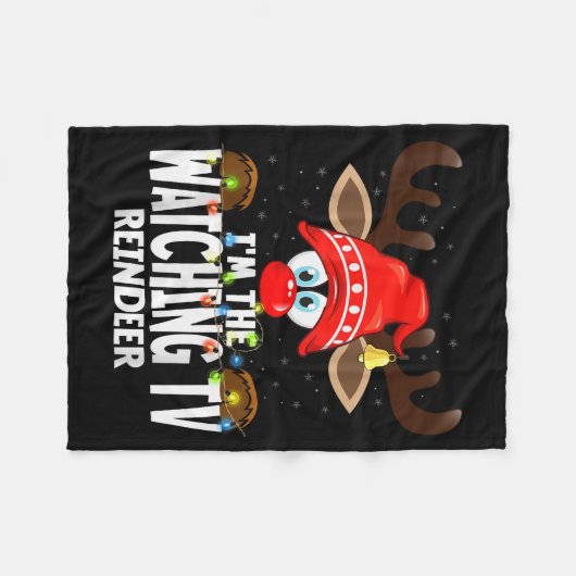 Christmas Matching I'm The Watching Tv Reindeer Fleecedecke (Vorderseite (Horizontal))