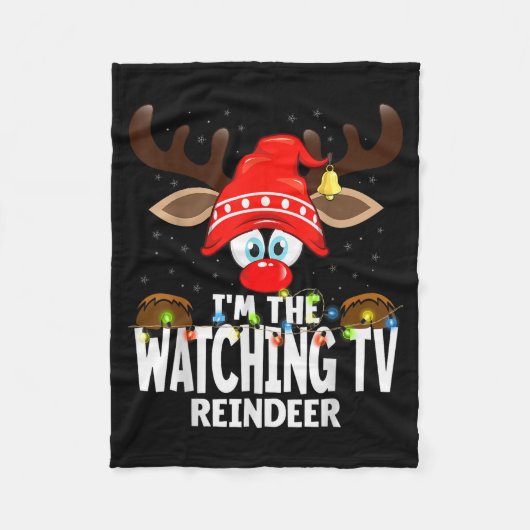 Christmas Matching I'm The Watching Tv Reindeer Fleecedecke (Vorderseite)