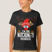 Christmas Matching I'm The Watching Tv Reindeer T-Shirt (Vorderseite)