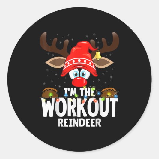 Christmas Matching I'm The Workout Reindeer Runder Aufkleber (Vorderseite)