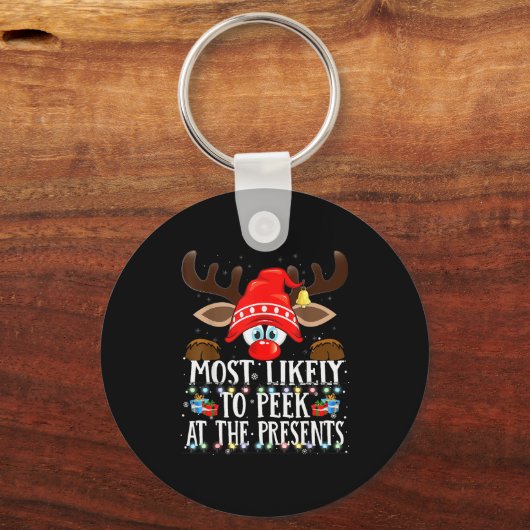 Christmas Matching Most Likely To Peek All The Pjs Schlüsselanhänger (Vorderseite)