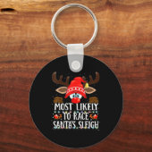 Christmas Matching Most Likely To Race Santa’s Sle Schlüsselanhänger (Vorderseite)