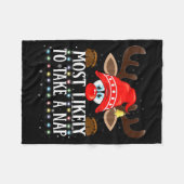 Christmas Matching Most Likely To Take A Nap Pjs Fleecedecke (Vorderseite (Horizontal))