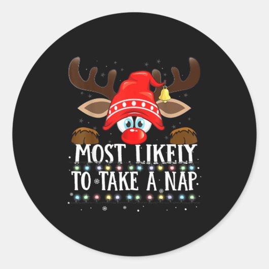 Christmas Matching Most Likely To Take A Nap Pjs Runder Aufkleber (Vorderseite)