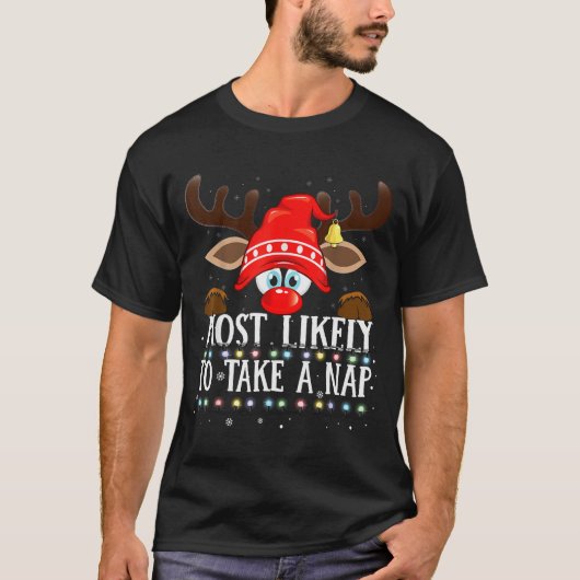 Christmas Matching Most Likely To Take A Nap Pjs T-Shirt (Vorderseite)