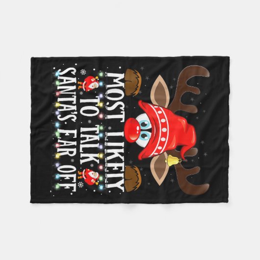 Christmas Matching Most Likely To Talk Santa's Ear Fleecedecke (Vorderseite (Horizontal))