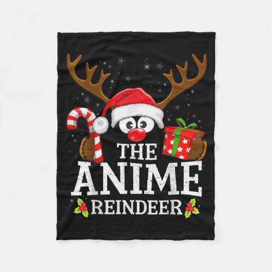 Christmas Matching The Anime Reindeer Family Fleecedecke (Vorderseite)