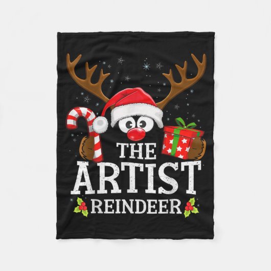 Christmas Matching The Artist Reindeer Family Fleecedecke (Vorderseite)