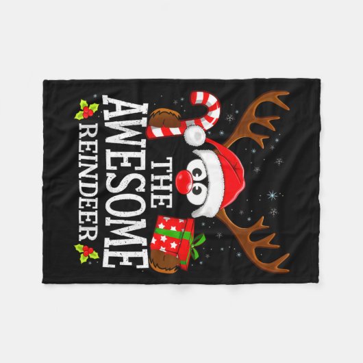 Christmas Matching The Awesome Reindeer Family Fleecedecke (Vorderseite (Horizontal))