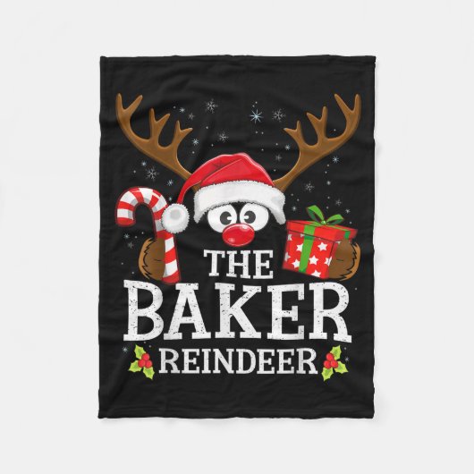 Christmas Matching The Baker Reindeer Family Fleecedecke (Vorderseite)