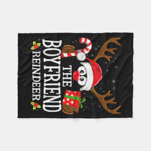 Christmas Matching The Boyfriend Reindeer Family Fleecedecke (Vorderseite (Horizontal))