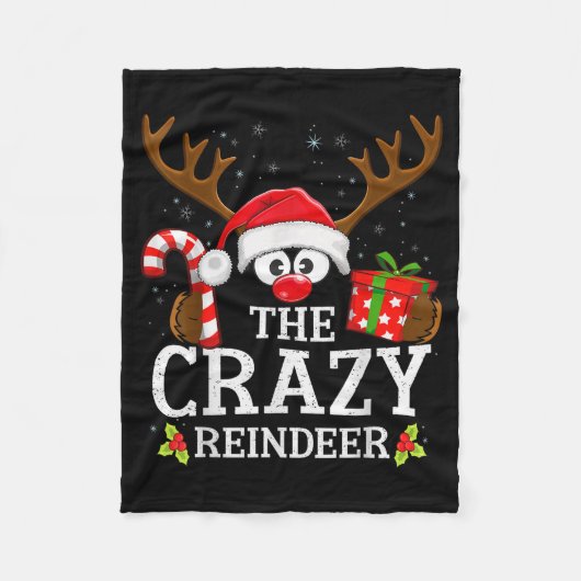 Christmas Matching The Crazy Reindeer Family Fleecedecke (Vorderseite)