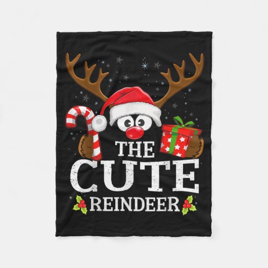 Christmas Matching The Cute Reindeer Family Fleecedecke (Vorderseite)