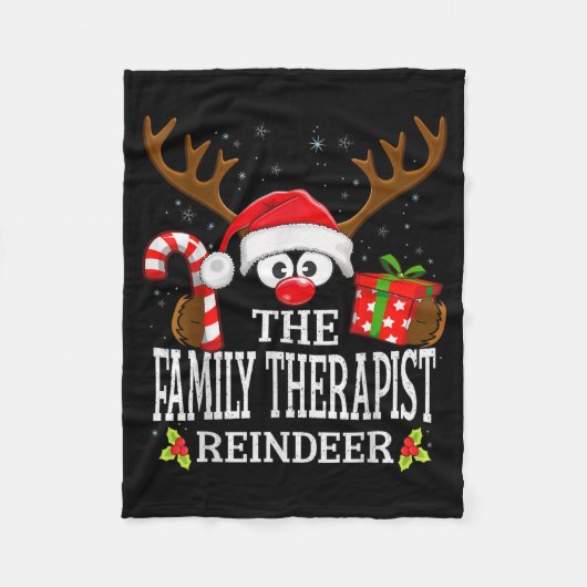 Christmas Matching The Family Therast Reindeer Fam Fleecedecke (Vorderseite)