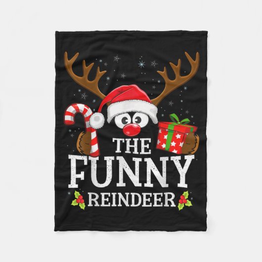 Christmas Matching The Funny Reindeer Family Fleecedecke (Vorderseite)