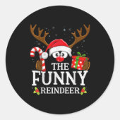 Christmas Matching The Funny Reindeer Family Runder Aufkleber (Vorderseite)
