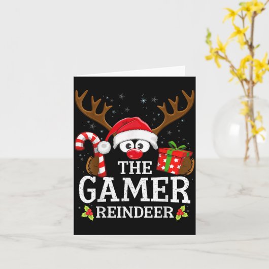 Christmas Matching The Gamer Reindeer Family Karte (Gelbe Blume)