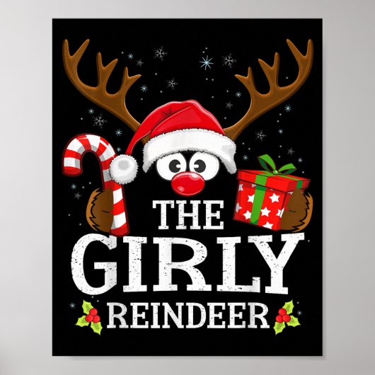 Christmas Matching The Girly Reindeer Family Poster (Vorne)