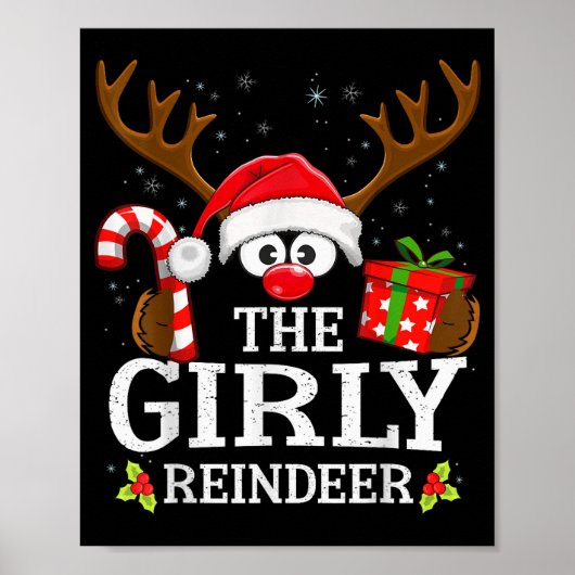 Christmas Matching The Girly Reindeer Family Poster (Vorne)