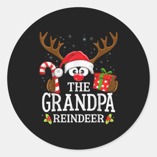 Christmas Matching The Grandpa Reindeer Family Runder Aufkleber (Vorderseite)