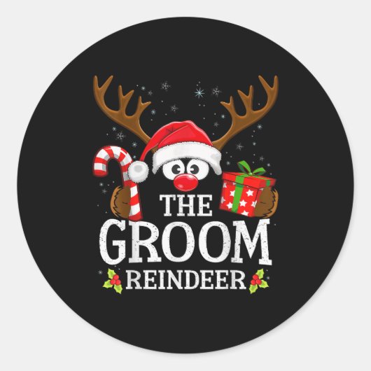 Christmas Matching The Groom Reindeer Family Runder Aufkleber (Vorderseite)