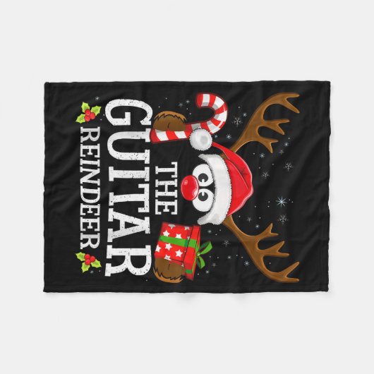 Christmas Matching The Guitar Reindeer Family  Fleecedecke (Vorderseite (Horizontal))