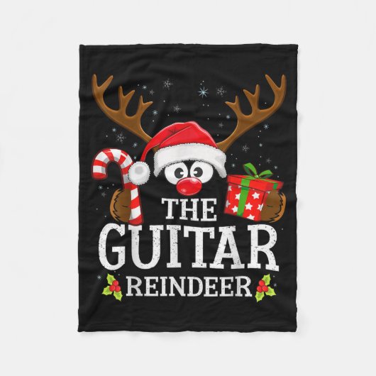 Christmas Matching The Guitar Reindeer Family  Fleecedecke (Vorderseite)
